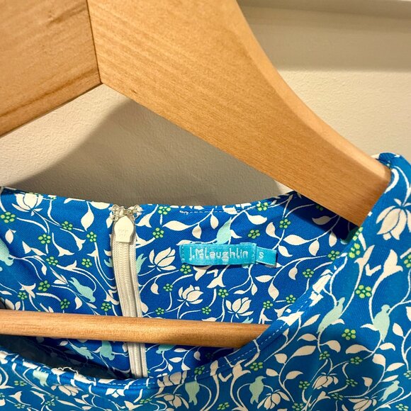 J. McLaughlin Faux Wrap Dress Blue Floral S - Picture 4 of 4